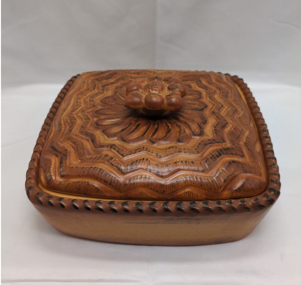Williams Sonoma Vintage 9 Inch Square Covered Terrine 2012 Rustic Stoneware